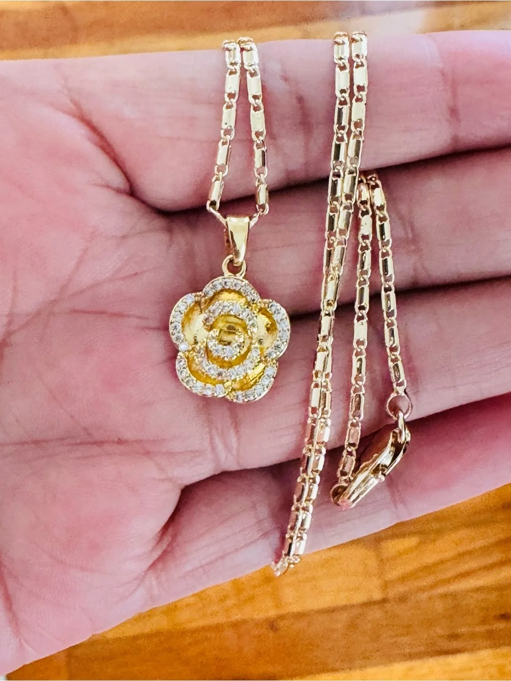14K Gold Plated Flower Pendant with 20” lengthNecklace - Women’s Jewelry.New